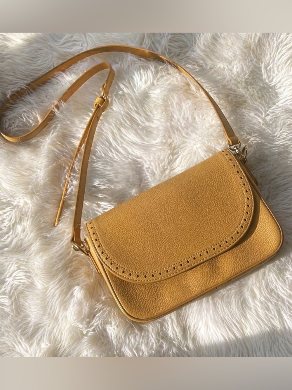 JustFab Mustard Yellow Crossbody Bag Minimalist Chic Small Purse